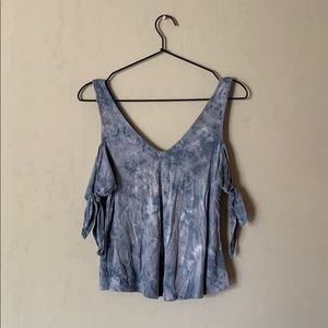 american eagle blue tie dye tie sleeve top